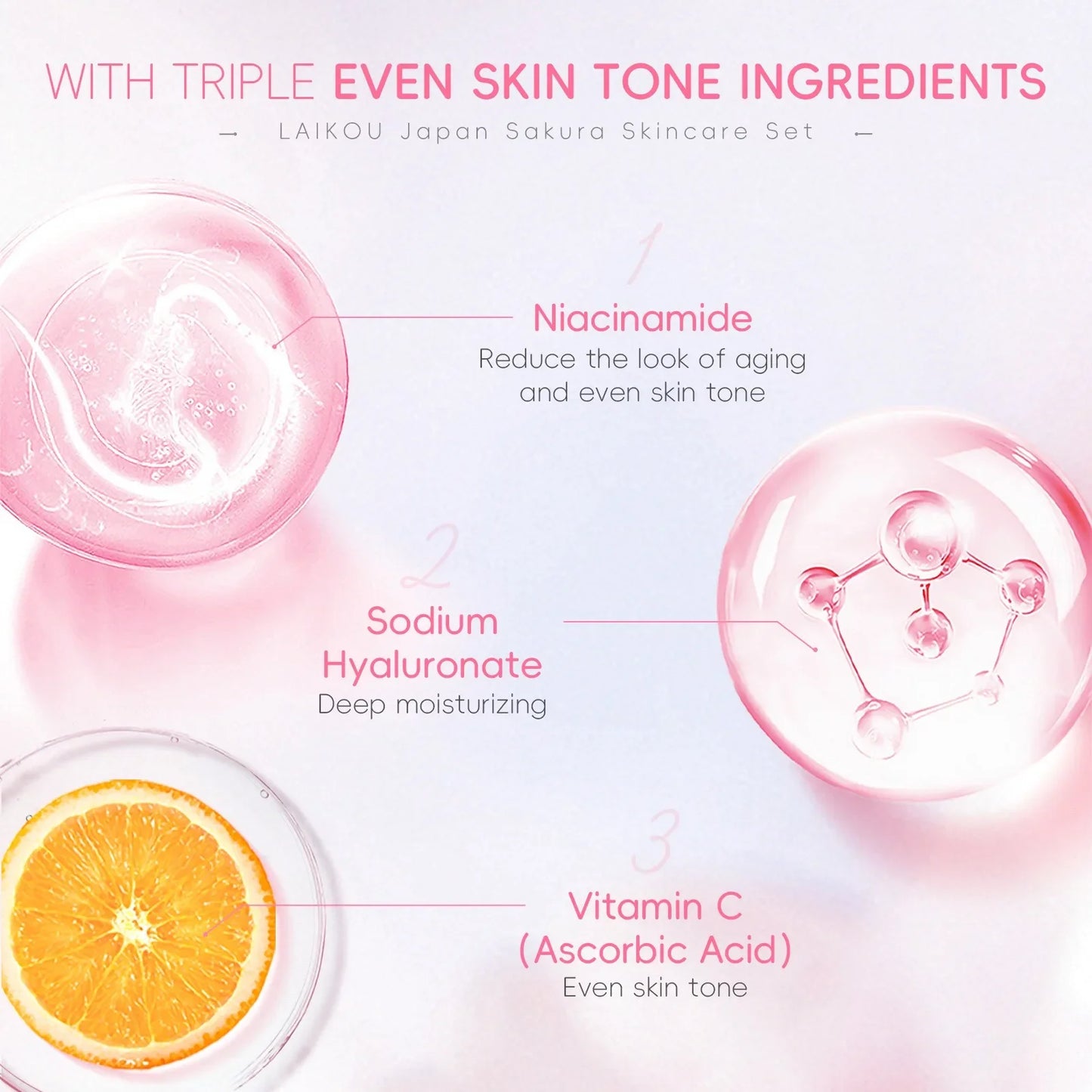4 PCS Set Cleanser Moisturizing, Eye Cream, Face Serum, Improve Roughness & Dryness